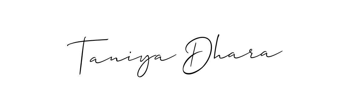 Use a signature maker to create a handwritten signature online. With this signature software, you can design (Allison_Script) your own signature for name Taniya Dhara. Taniya Dhara signature style 2 images and pictures png