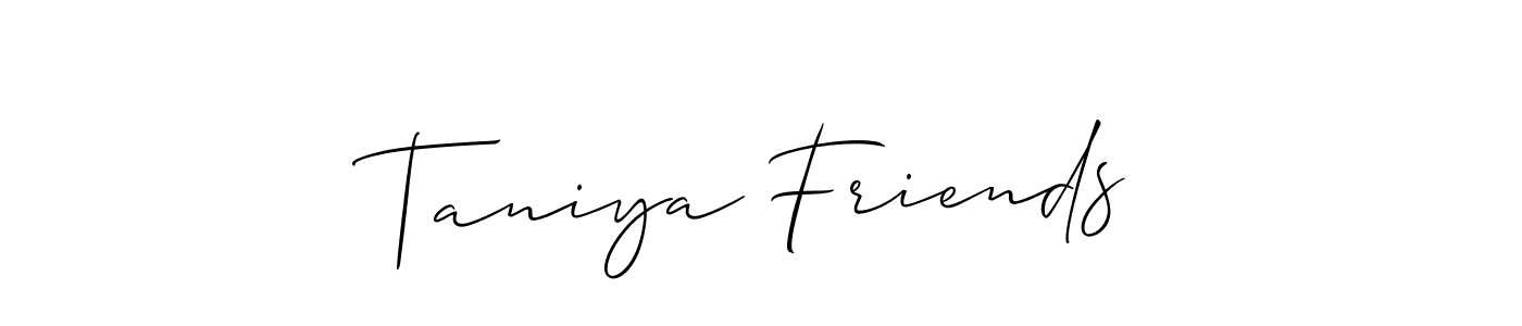 if you are searching for the best signature style for your name Taniya Friends. so please give up your signature search. here we have designed multiple signature styles  using Allison_Script. Taniya Friends signature style 2 images and pictures png