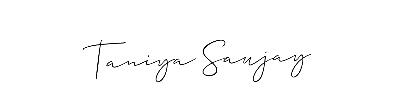 How to make Taniya Saujay signature? Allison_Script is a professional autograph style. Create handwritten signature for Taniya Saujay name. Taniya Saujay signature style 2 images and pictures png