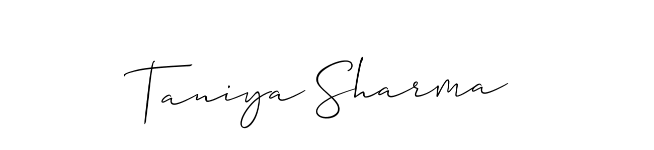 Allison_Script is a professional signature style that is perfect for those who want to add a touch of class to their signature. It is also a great choice for those who want to make their signature more unique. Get Taniya Sharma name to fancy signature for free. Taniya Sharma signature style 2 images and pictures png