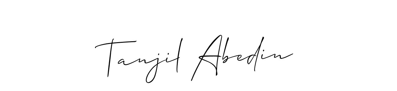 Also You can easily find your signature by using the search form. We will create Tanjil Abedin name handwritten signature images for you free of cost using Allison_Script sign style. Tanjil Abedin signature style 2 images and pictures png