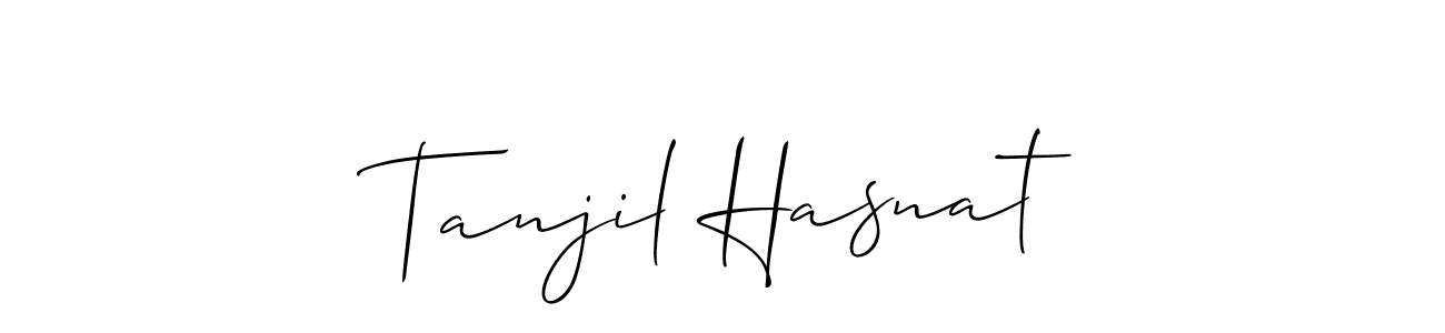 How to Draw Tanjil Hasnat signature style? Allison_Script is a latest design signature styles for name Tanjil Hasnat. Tanjil Hasnat signature style 2 images and pictures png