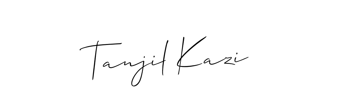 The best way (Allison_Script) to make a short signature is to pick only two or three words in your name. The name Tanjil Kazi include a total of six letters. For converting this name. Tanjil Kazi signature style 2 images and pictures png