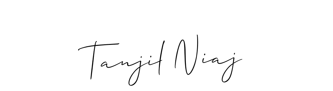 Also You can easily find your signature by using the search form. We will create Tanjil Niaj name handwritten signature images for you free of cost using Allison_Script sign style. Tanjil Niaj signature style 2 images and pictures png