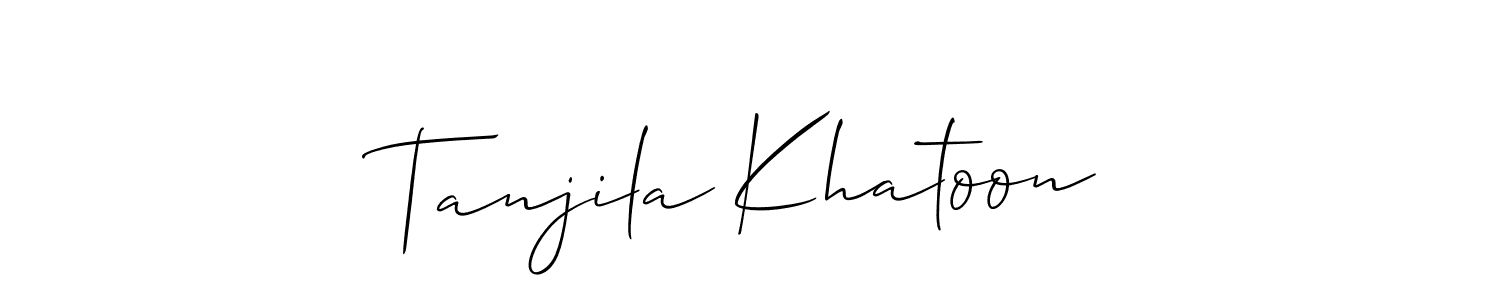 Allison_Script is a professional signature style that is perfect for those who want to add a touch of class to their signature. It is also a great choice for those who want to make their signature more unique. Get Tanjila Khatoon name to fancy signature for free. Tanjila Khatoon signature style 2 images and pictures png