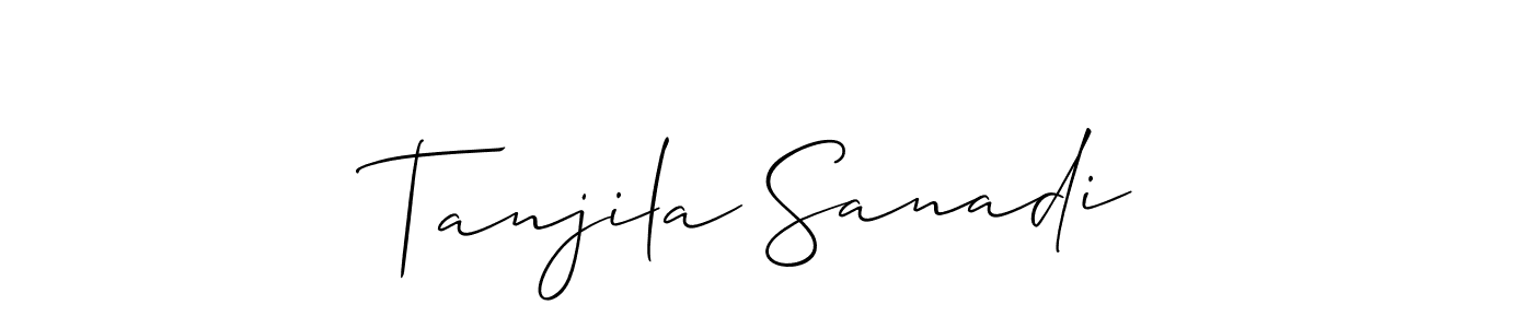 Create a beautiful signature design for name Tanjila Sanadi. With this signature (Allison_Script) fonts, you can make a handwritten signature for free. Tanjila Sanadi signature style 2 images and pictures png