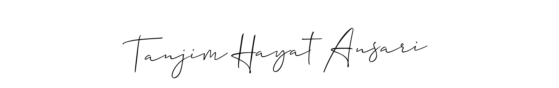 You should practise on your own different ways (Allison_Script) to write your name (Tanjim Hayat Ansari) in signature. don't let someone else do it for you. Tanjim Hayat Ansari signature style 2 images and pictures png