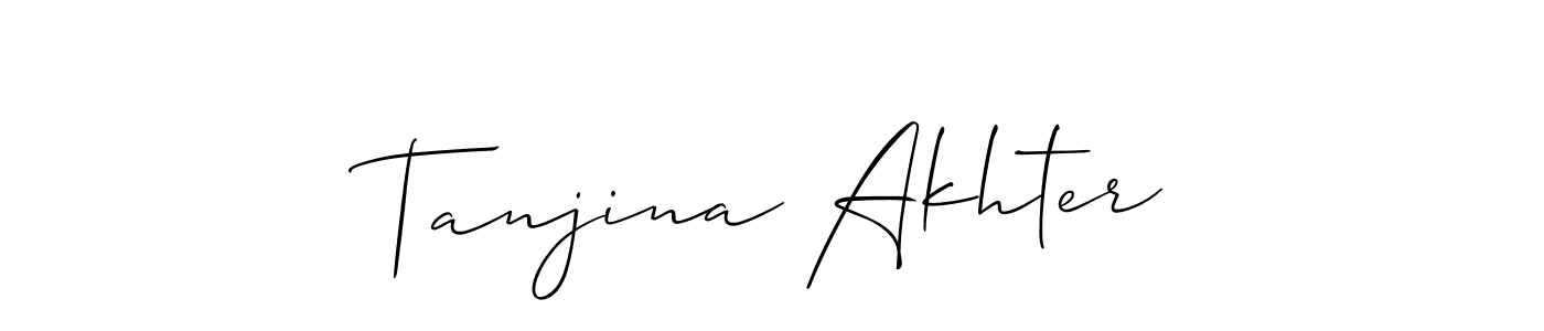 How to make Tanjina Akhter name signature. Use Allison_Script style for creating short signs online. This is the latest handwritten sign. Tanjina Akhter signature style 2 images and pictures png