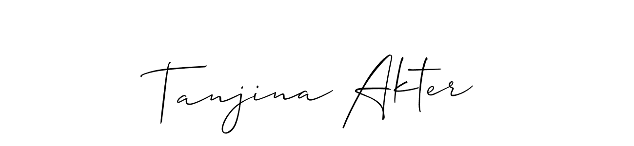 How to make Tanjina Akter name signature. Use Allison_Script style for creating short signs online. This is the latest handwritten sign. Tanjina Akter signature style 2 images and pictures png