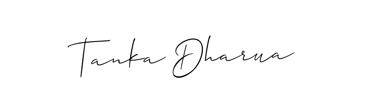 Make a beautiful signature design for name Tanka Dharua. With this signature (Allison_Script) style, you can create a handwritten signature for free. Tanka Dharua signature style 2 images and pictures png