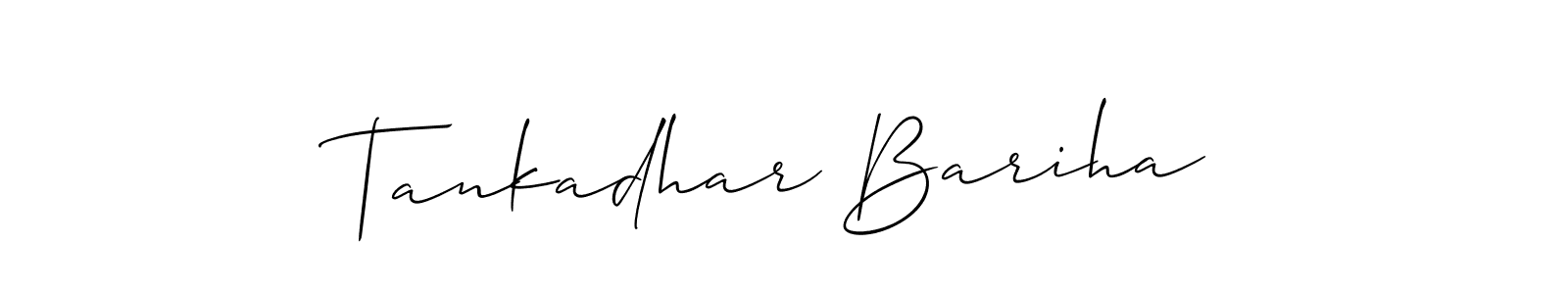 This is the best signature style for the Tankadhar Bariha name. Also you like these signature font (Allison_Script). Mix name signature. Tankadhar Bariha signature style 2 images and pictures png