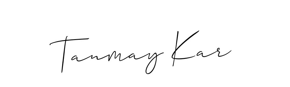 The best way (Allison_Script) to make a short signature is to pick only two or three words in your name. The name Tanmay Kar include a total of six letters. For converting this name. Tanmay Kar signature style 2 images and pictures png