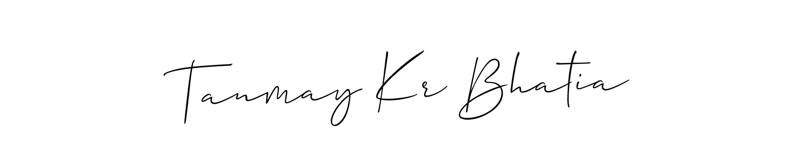 The best way (Allison_Script) to make a short signature is to pick only two or three words in your name. The name Tanmay Kr Bhatia include a total of six letters. For converting this name. Tanmay Kr Bhatia signature style 2 images and pictures png