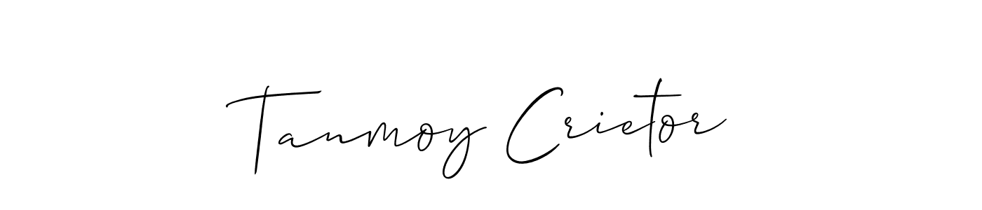 Make a short Tanmoy Crietor signature style. Manage your documents anywhere anytime using Allison_Script. Create and add eSignatures, submit forms, share and send files easily. Tanmoy Crietor signature style 2 images and pictures png