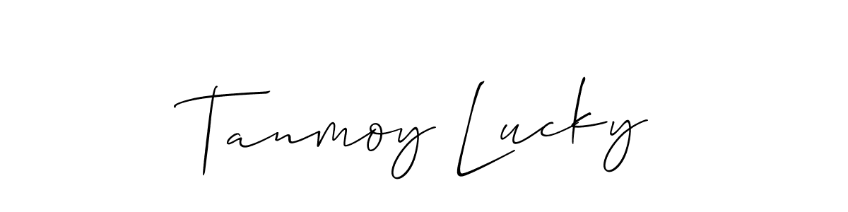 How to make Tanmoy Lucky name signature. Use Allison_Script style for creating short signs online. This is the latest handwritten sign. Tanmoy Lucky signature style 2 images and pictures png