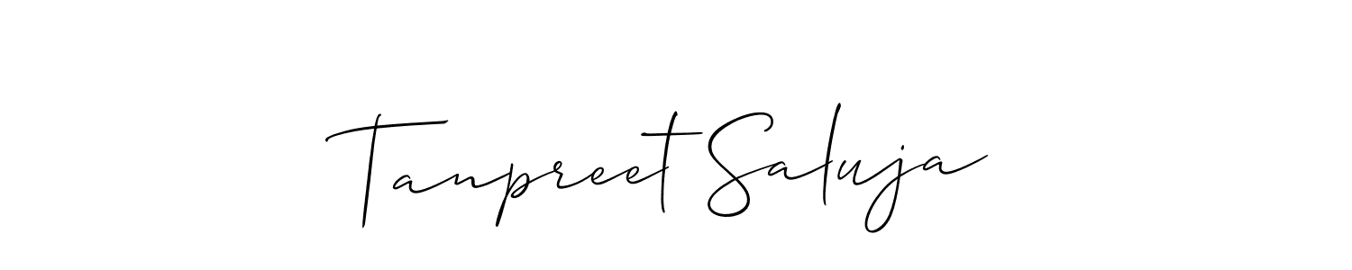 Allison_Script is a professional signature style that is perfect for those who want to add a touch of class to their signature. It is also a great choice for those who want to make their signature more unique. Get Tanpreet Saluja name to fancy signature for free. Tanpreet Saluja signature style 2 images and pictures png