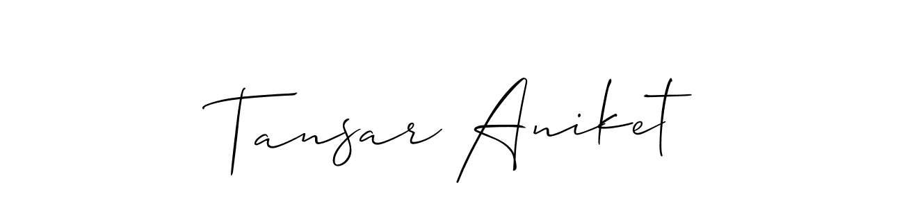 Also You can easily find your signature by using the search form. We will create Tansar Aniket name handwritten signature images for you free of cost using Allison_Script sign style. Tansar Aniket signature style 2 images and pictures png