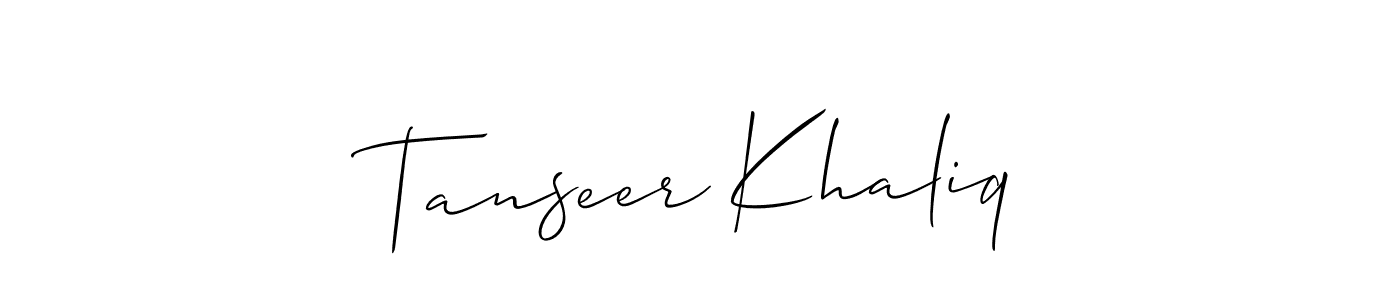 You should practise on your own different ways (Allison_Script) to write your name (Tanseer Khaliq) in signature. don't let someone else do it for you. Tanseer Khaliq signature style 2 images and pictures png