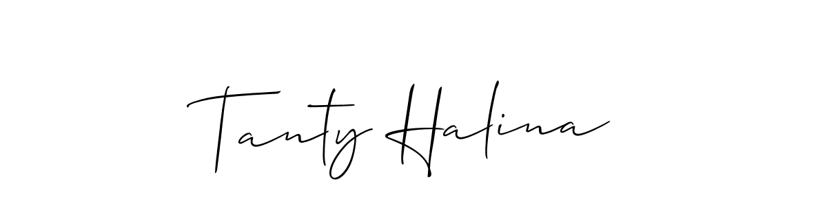 The best way (Allison_Script) to make a short signature is to pick only two or three words in your name. The name Tanty Halina include a total of six letters. For converting this name. Tanty Halina signature style 2 images and pictures png