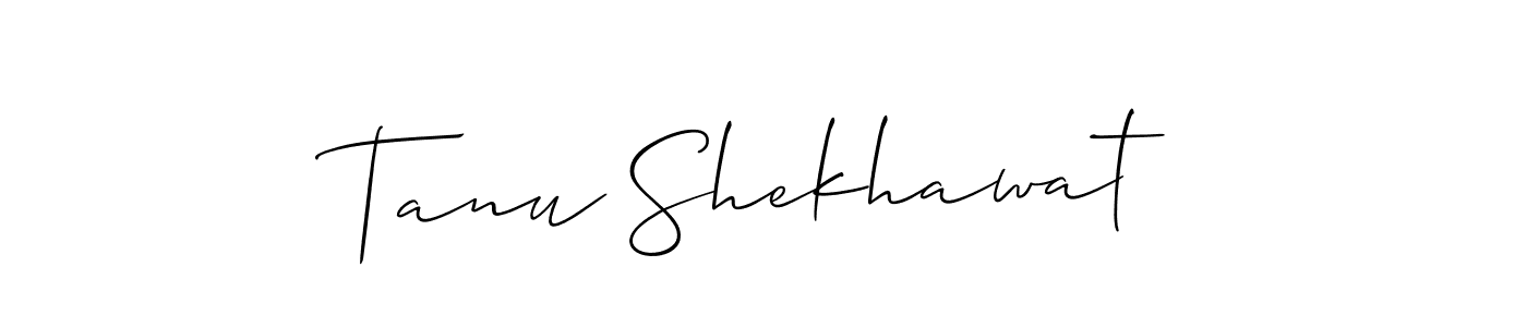 How to make Tanu Shekhawat name signature. Use Allison_Script style for creating short signs online. This is the latest handwritten sign. Tanu Shekhawat signature style 2 images and pictures png