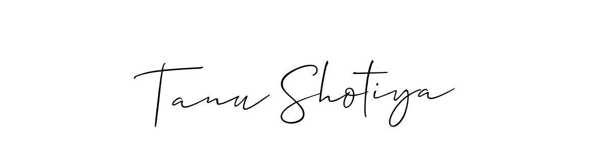 How to make Tanu Shotiya name signature. Use Allison_Script style for creating short signs online. This is the latest handwritten sign. Tanu Shotiya signature style 2 images and pictures png