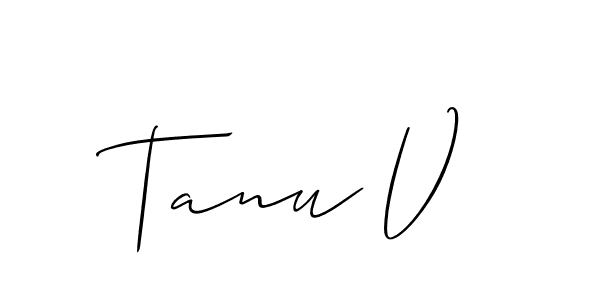It looks lik you need a new signature style for name Tanu V. Design unique handwritten (Allison_Script) signature with our free signature maker in just a few clicks. Tanu V signature style 2 images and pictures png