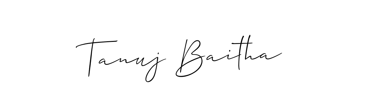 How to make Tanuj Baitha name signature. Use Allison_Script style for creating short signs online. This is the latest handwritten sign. Tanuj Baitha signature style 2 images and pictures png