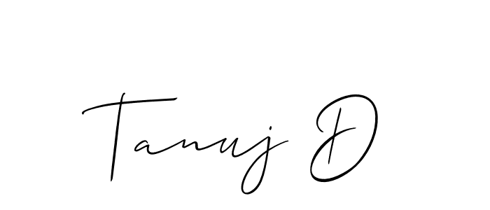 How to make Tanuj D name signature. Use Allison_Script style for creating short signs online. This is the latest handwritten sign. Tanuj D signature style 2 images and pictures png