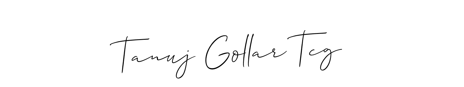 if you are searching for the best signature style for your name Tanuj Gollar Tcg. so please give up your signature search. here we have designed multiple signature styles  using Allison_Script. Tanuj Gollar Tcg signature style 2 images and pictures png