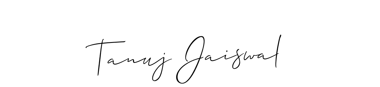 Allison_Script is a professional signature style that is perfect for those who want to add a touch of class to their signature. It is also a great choice for those who want to make their signature more unique. Get Tanuj Jaiswal name to fancy signature for free. Tanuj Jaiswal signature style 2 images and pictures png