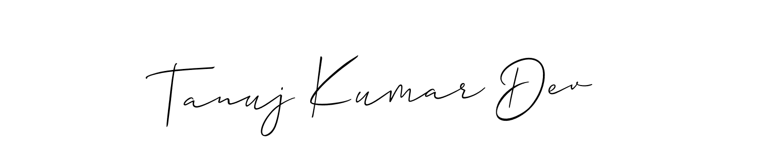 Use a signature maker to create a handwritten signature online. With this signature software, you can design (Allison_Script) your own signature for name Tanuj Kumar Dev. Tanuj Kumar Dev signature style 2 images and pictures png