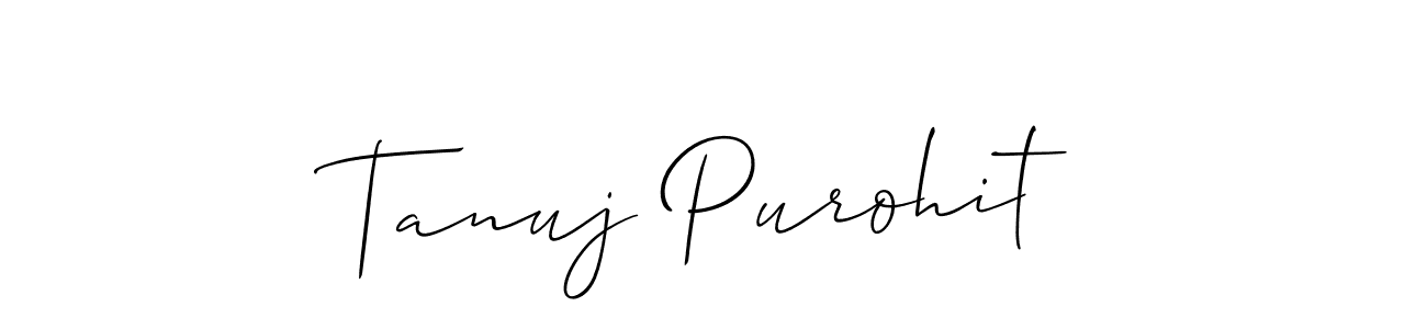 Make a beautiful signature design for name Tanuj Purohit. With this signature (Allison_Script) style, you can create a handwritten signature for free. Tanuj Purohit signature style 2 images and pictures png