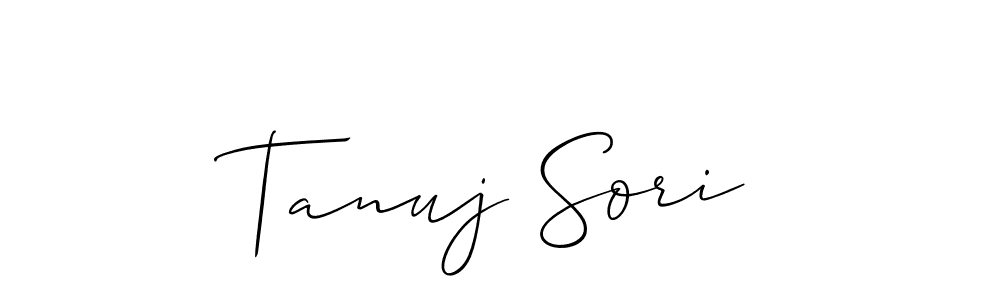 Allison_Script is a professional signature style that is perfect for those who want to add a touch of class to their signature. It is also a great choice for those who want to make their signature more unique. Get Tanuj Sori name to fancy signature for free. Tanuj Sori signature style 2 images and pictures png