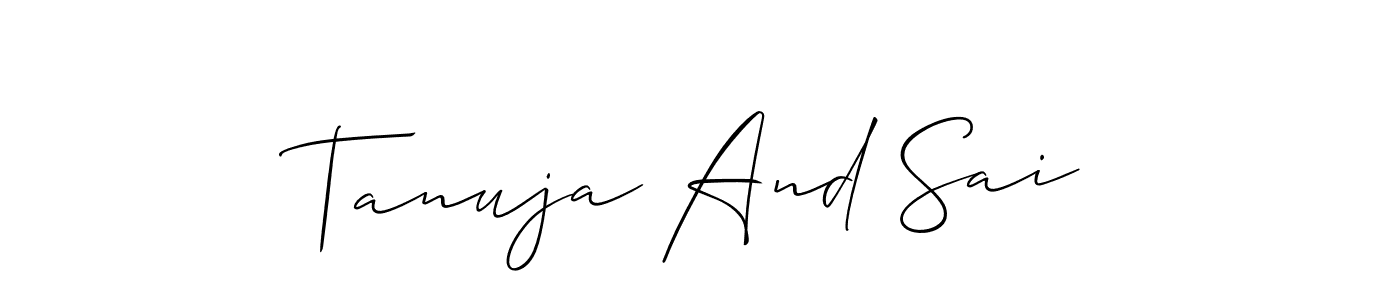How to make Tanuja And Sai name signature. Use Allison_Script style for creating short signs online. This is the latest handwritten sign. Tanuja And Sai signature style 2 images and pictures png