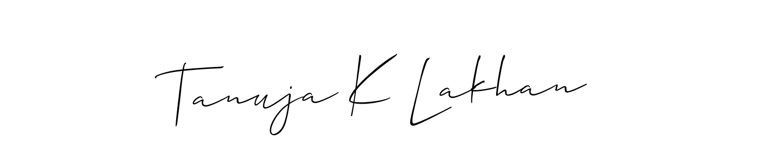 if you are searching for the best signature style for your name Tanuja K Lakhan. so please give up your signature search. here we have designed multiple signature styles  using Allison_Script. Tanuja K Lakhan signature style 2 images and pictures png