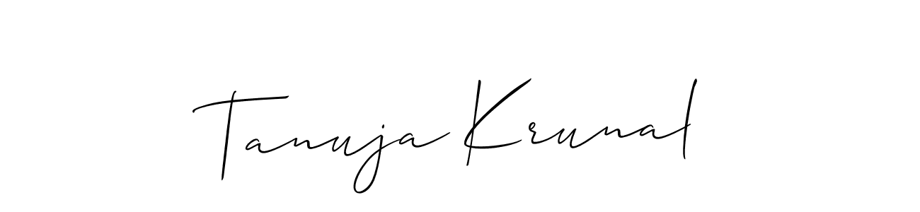 How to Draw Tanuja Krunal signature style? Allison_Script is a latest design signature styles for name Tanuja Krunal. Tanuja Krunal signature style 2 images and pictures png