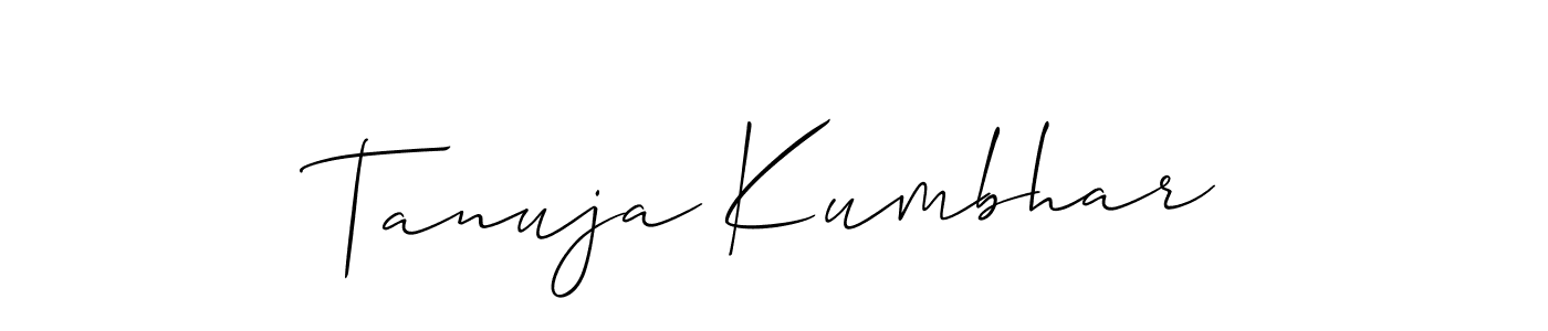 Create a beautiful signature design for name Tanuja Kumbhar. With this signature (Allison_Script) fonts, you can make a handwritten signature for free. Tanuja Kumbhar signature style 2 images and pictures png