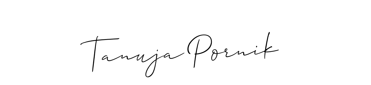 Use a signature maker to create a handwritten signature online. With this signature software, you can design (Allison_Script) your own signature for name Tanuja Pornik. Tanuja Pornik signature style 2 images and pictures png