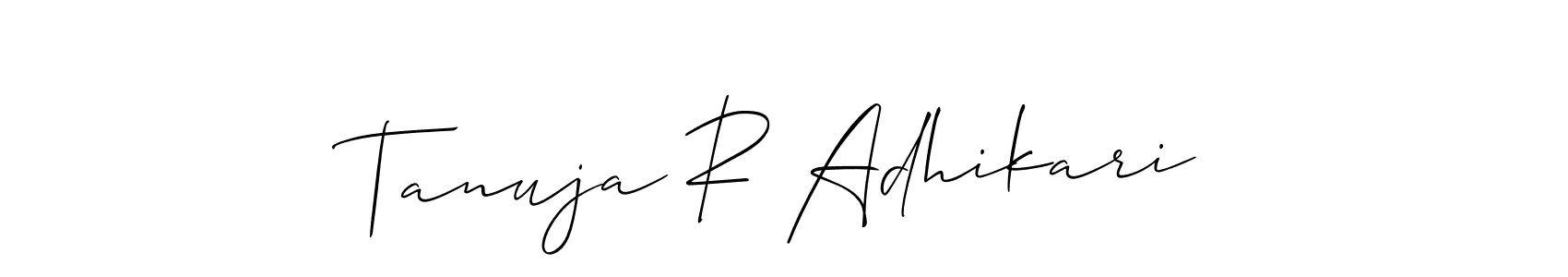 You should practise on your own different ways (Allison_Script) to write your name (Tanuja R Adhikari) in signature. don't let someone else do it for you. Tanuja R Adhikari signature style 2 images and pictures png