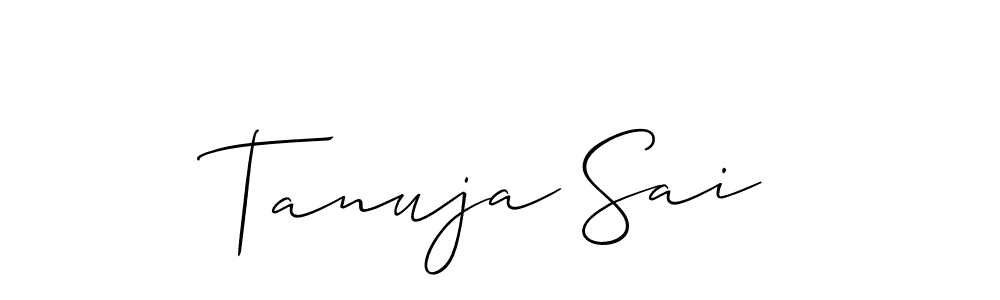 You should practise on your own different ways (Allison_Script) to write your name (Tanuja Sai) in signature. don't let someone else do it for you. Tanuja Sai signature style 2 images and pictures png