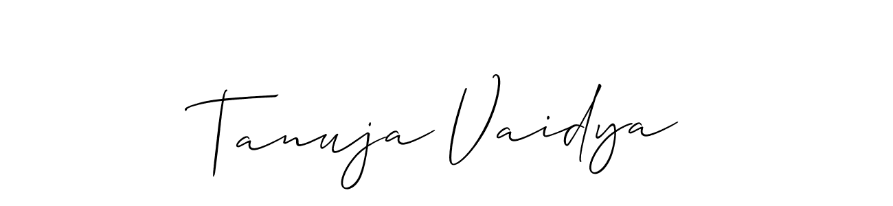 This is the best signature style for the Tanuja Vaidya name. Also you like these signature font (Allison_Script). Mix name signature. Tanuja Vaidya signature style 2 images and pictures png