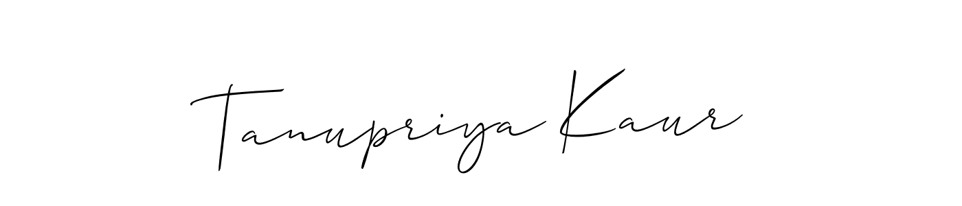 You should practise on your own different ways (Allison_Script) to write your name (Tanupriya Kaur) in signature. don't let someone else do it for you. Tanupriya Kaur signature style 2 images and pictures png