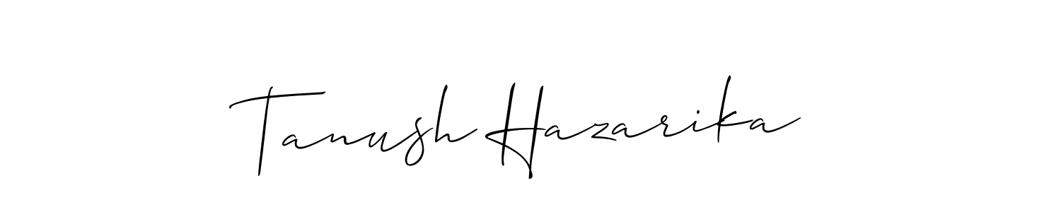 How to Draw Tanush Hazarika signature style? Allison_Script is a latest design signature styles for name Tanush Hazarika. Tanush Hazarika signature style 2 images and pictures png
