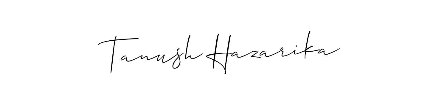 How to Draw Tanush Hazarika signature style? Allison_Script is a latest design signature styles for name Tanush Hazarika. Tanush Hazarika signature style 2 images and pictures png