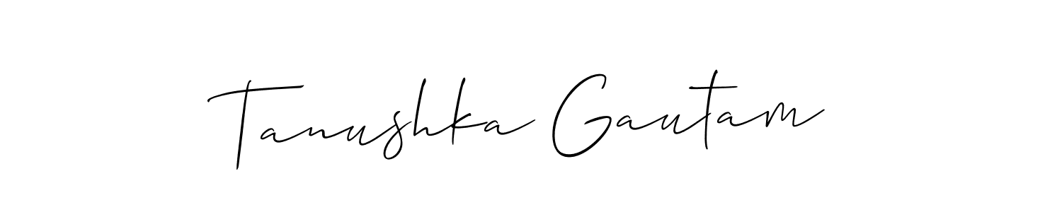 How to make Tanushka Gautam signature? Allison_Script is a professional autograph style. Create handwritten signature for Tanushka Gautam name. Tanushka Gautam signature style 2 images and pictures png