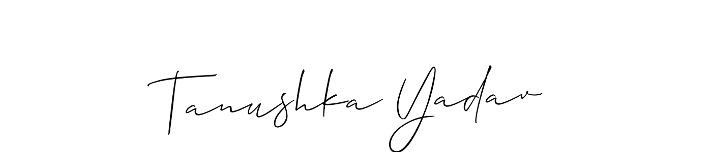 Use a signature maker to create a handwritten signature online. With this signature software, you can design (Allison_Script) your own signature for name Tanushka Yadav. Tanushka Yadav signature style 2 images and pictures png