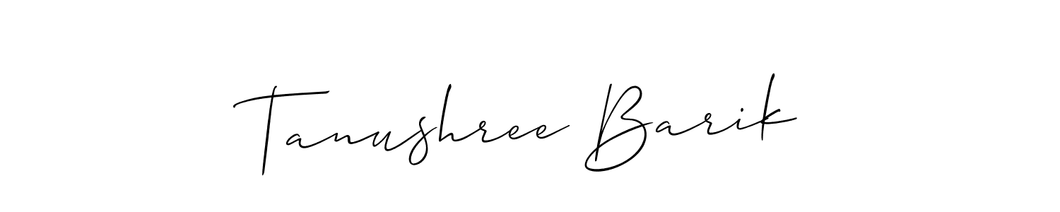 Make a short Tanushree Barik signature style. Manage your documents anywhere anytime using Allison_Script. Create and add eSignatures, submit forms, share and send files easily. Tanushree Barik signature style 2 images and pictures png