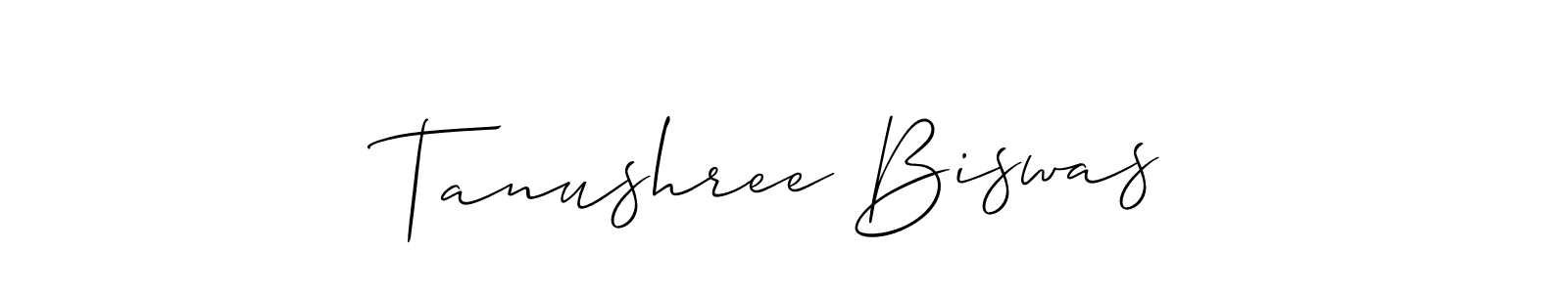 The best way (Allison_Script) to make a short signature is to pick only two or three words in your name. The name Tanushree Biswas include a total of six letters. For converting this name. Tanushree Biswas signature style 2 images and pictures png