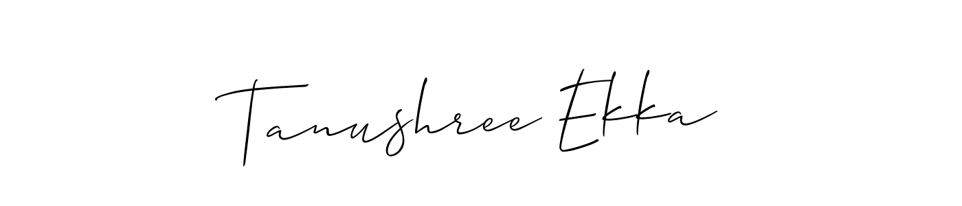 How to make Tanushree Ekka name signature. Use Allison_Script style for creating short signs online. This is the latest handwritten sign. Tanushree Ekka signature style 2 images and pictures png