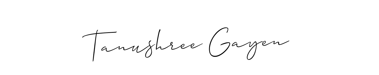 Design your own signature with our free online signature maker. With this signature software, you can create a handwritten (Allison_Script) signature for name Tanushree Gayen. Tanushree Gayen signature style 2 images and pictures png